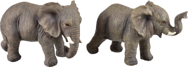 Decoratief olifantenbeeldje van polyresin, grijs, 15 cm