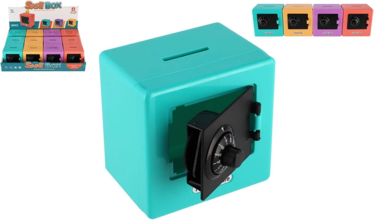 Spaarpot in de vorm van een kluis – mini safe met draaicijfercombinatie, 4 kleuren