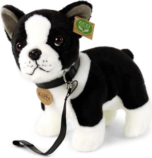 Pluchen Franse bulldog met riem 23 cm
