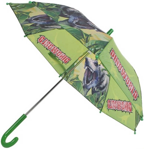 Groene mechanische kinderparaplu met dinosaurussen
