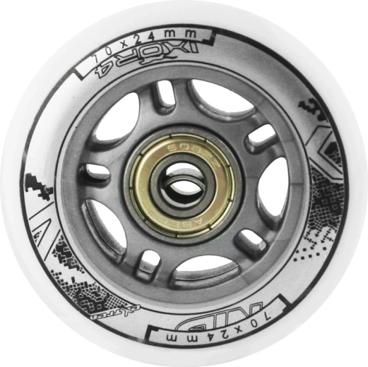 Set witte PU-wielen 70 × 24 mm met ABEC 7-lagers NILS EXTREME