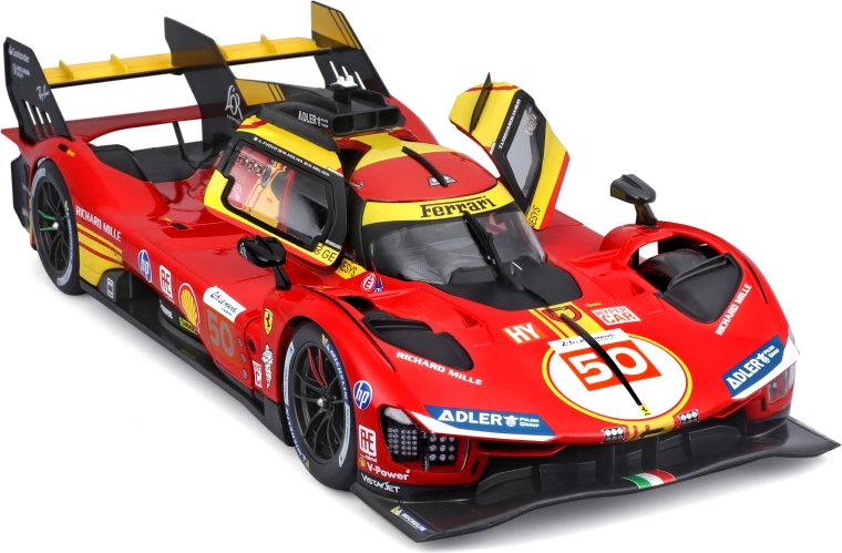 metalen model Bburago 1:18 Ferrari 499P nr. 50 – winnaar 24H Le Mans 2024