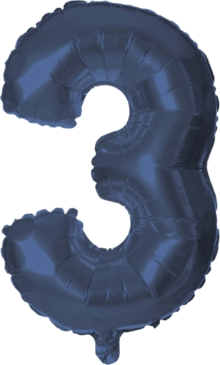 Folieballon cijfer 3 30 cm blauw TORO