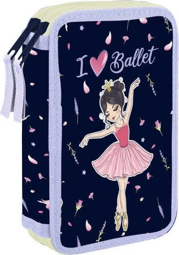 Dubbele schooletui Ballerina – leeg