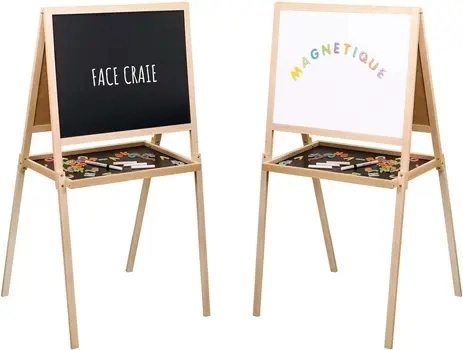 Jeujura houten multifunctioneel dubbelzijdig bord met magnetisch oppervlak 56 × 43 cm