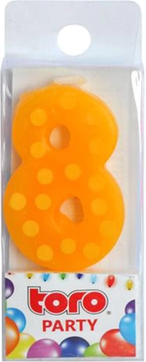 Taartkaars cijfer 8, prikbaar 4,5 cm TORO