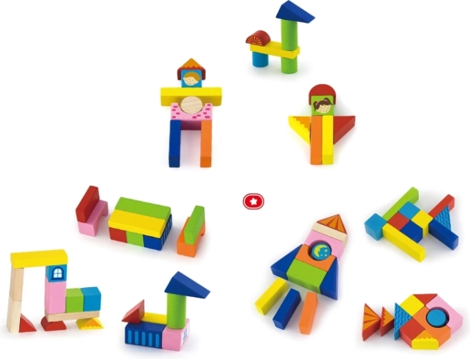 Houten blokken - Stad 75 stukken