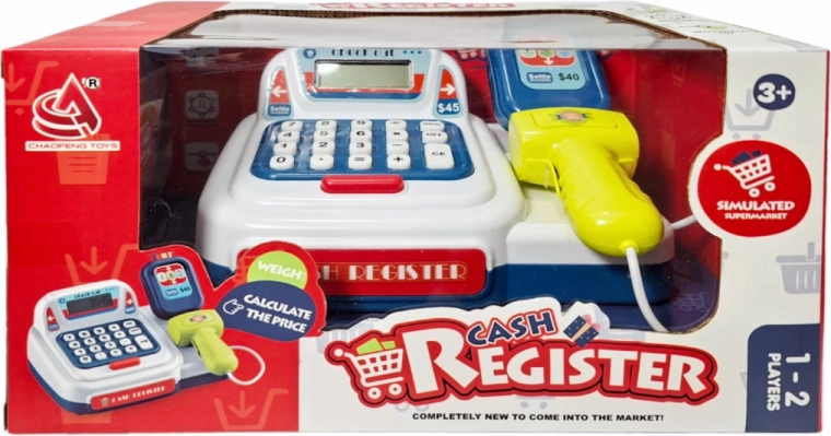 Kinderkassa met rekenmachine en scanner