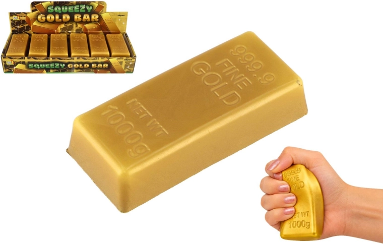 Antistress knijpbare gouden staaf - 1 stuk
