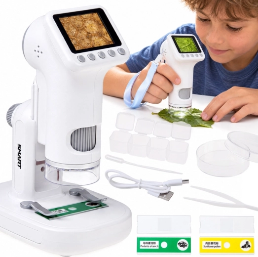 Digitale kindermicroscoop met LCD-display en vergroting tot 1600×