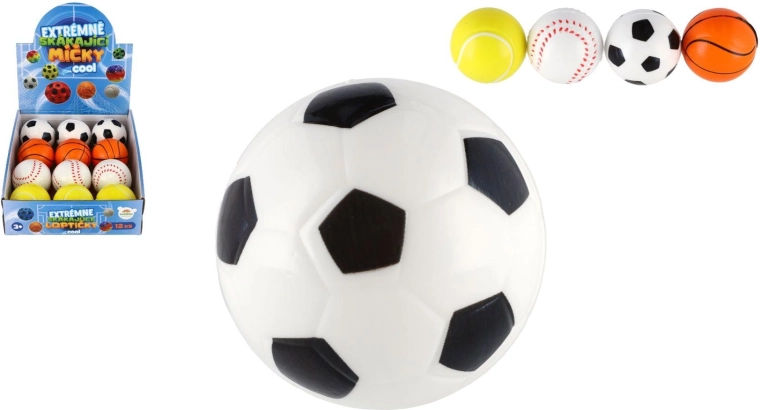 Extreem stuiterend schuimrubberen balletje met sportmotief 6 cm