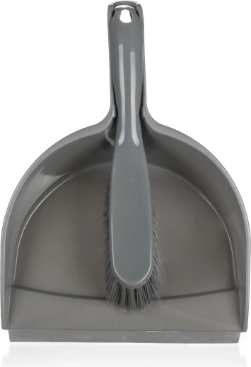 Handveger en stoffer met rubberen rand Economy, zilver