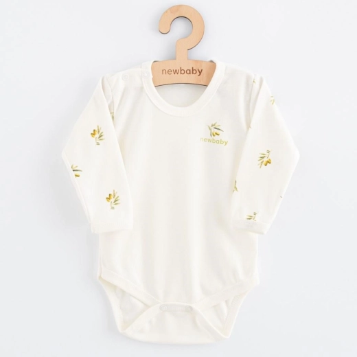 babyromper met lange mouwen van biologische katoen New Baby olijven, maat 80 (9–12 maanden)