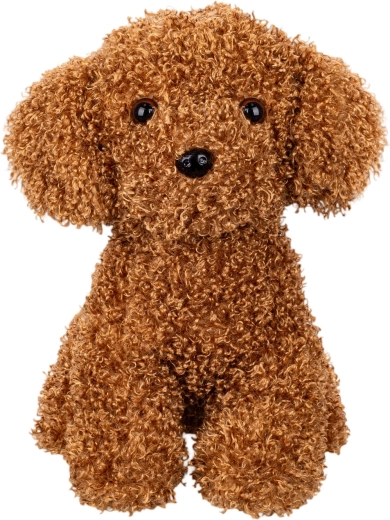 Pluchen krullende hond zittend 30 cm