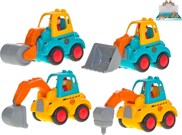 Vrolijk bouwvoertuigje met vliegwielaandrijving 10 cm