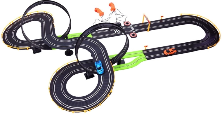 Grote racebaan met 2 auto's en een baanlengte van 787 cm