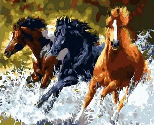 Norimpex schilderen op nummer Drie galopperende paarden 40 × 50 cm