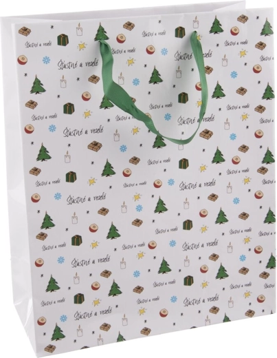 Cadeaupapieren tas Fijne feestdagen 26 × 12 × 32 cm