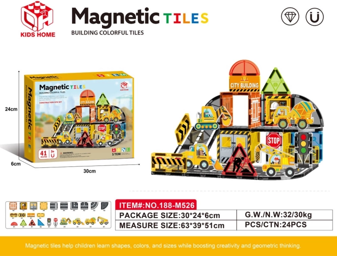 Magnetische bouwset bouwplaats, 41 onderdelen