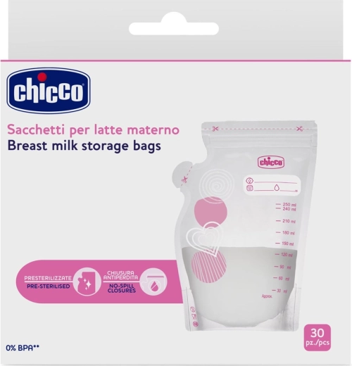 Chicco zakjes voor moedermelk 250 ml, 30 stuks
