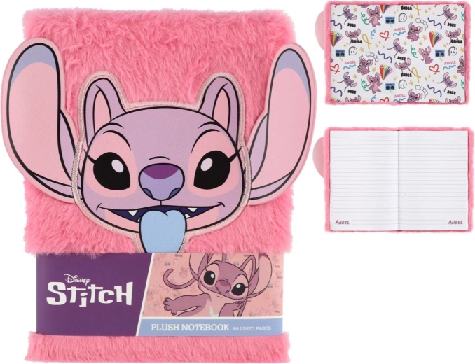 Ringbandnotitieboek met pluchen kaft Lilo en Stitch Angel