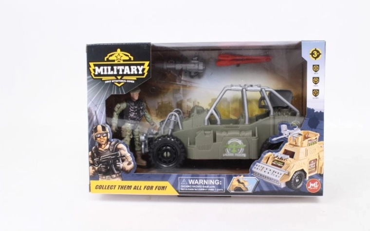 Militair voertuig met soldatenfiguur