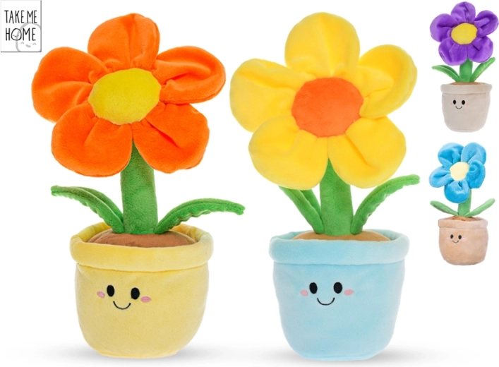 Pluchen bloem in bloempot Take Me Home 30 cm