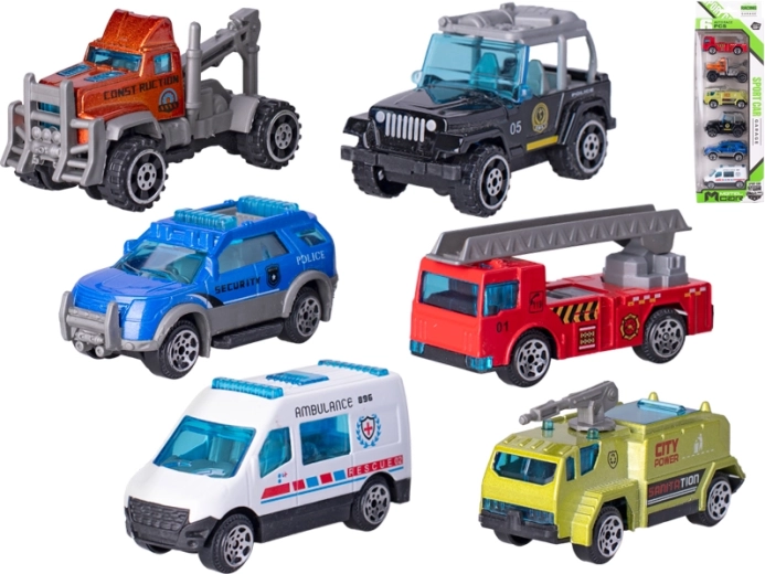 Set van 6 metalen autootjes (6,5–7,5 cm)