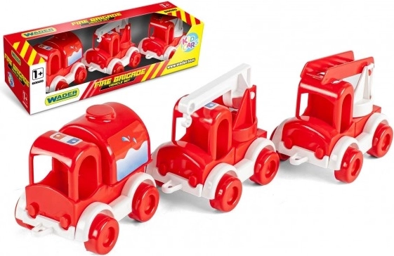 Auto brandweer Kid Cars 3 stuks plastic 10 cm in doos 30x8x10 cm 12m+ Wader
