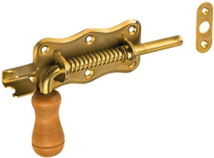 Veergrendel met houten knop 150 × 50 mm, geel verzinkt