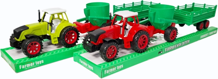 Tractor met twee aanhangers