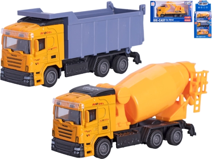 Metalen model van bouwvoertuig 1:50 met terugtrekfunctie, mix van typen