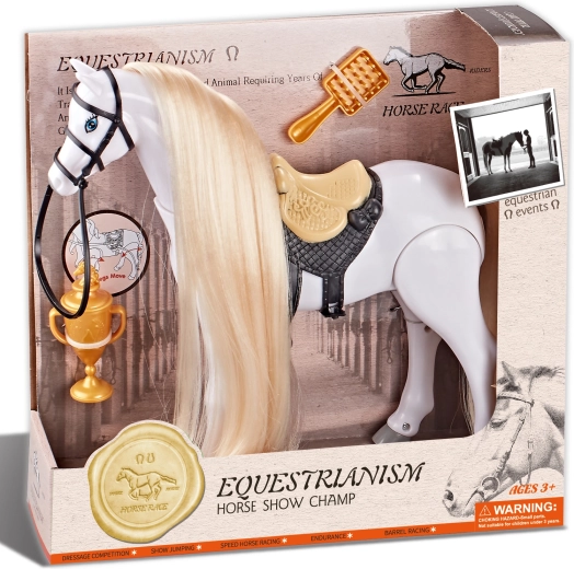 Rijpaard wit met geluiden en accessoires Hippische kampioen