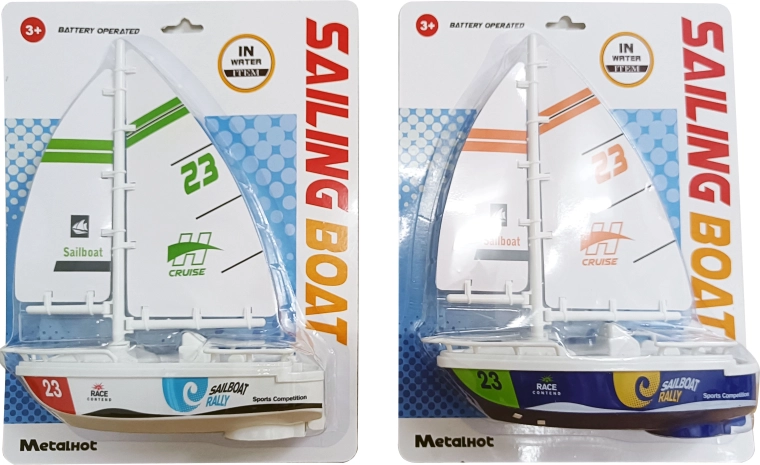 Houten zeilboot 21 cm – decoratie en speelgoed in 2 designs