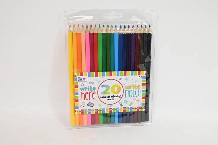 Set van 20 houten kleurpotloden in etui