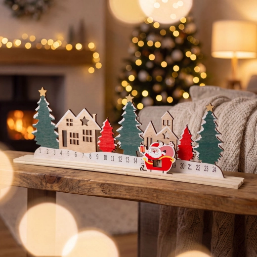 Adventskalender met kerstdorp en Sinterklaas