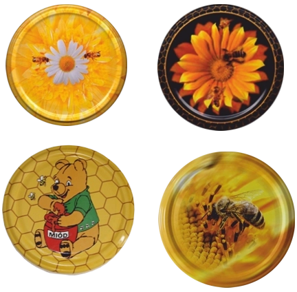 Set metalen deksels 82 mm met bijenmotief – 10 stuks