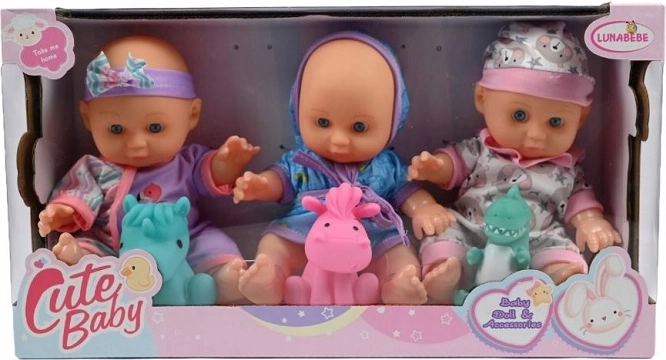 Set babypoppen (bobas) 23 cm (9") - 3 stuks