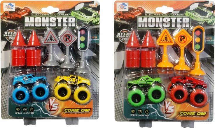 Auto met accessoires – terreinwagen en verkeersborden