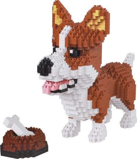 Bouwset Welsh corgi met voerbak en bot, 1200 onderdelen