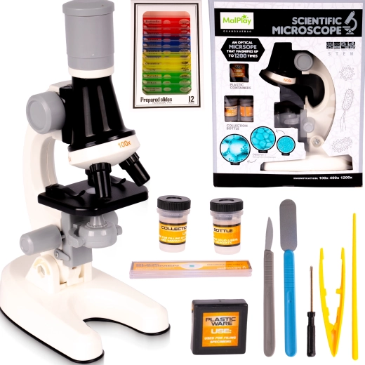 kinder­microscoop met accessoires en preparaten
