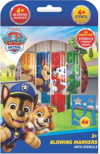 Blaasstiften met sjablonen voor jongens Paw Patrol, 6 stuks