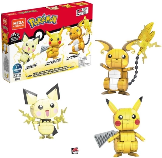 MEGA CONSTRUX BOUW EN STEL TEN TENTOON: PIKACHU EN ZIJN EVOLUTIETRIO