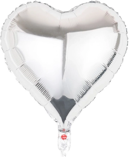 Zilveren folieballon hart 45 cm