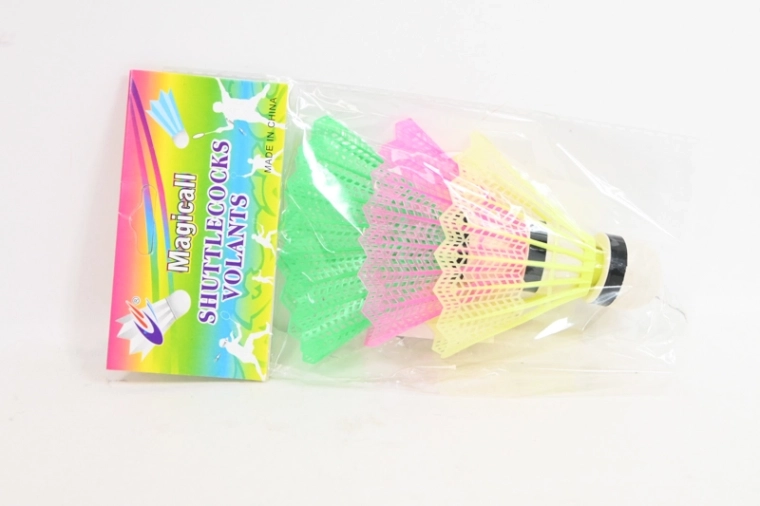 Neonkleurige badmintonshuttles – set van 3 stuks (geel, roze, groen)