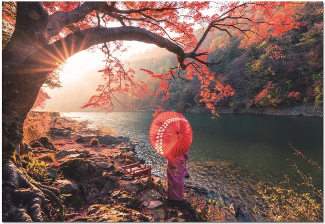 Educa puzzel Zonsopgang bij de rivier Katsura, Japan 1000 stukjes