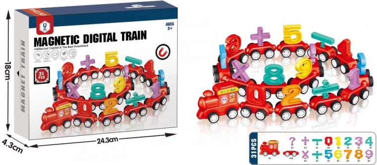 Magnetische treinbaan met cijfers, 31 onderdelen