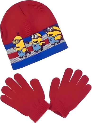 Rode muts en handschoenen van Minions