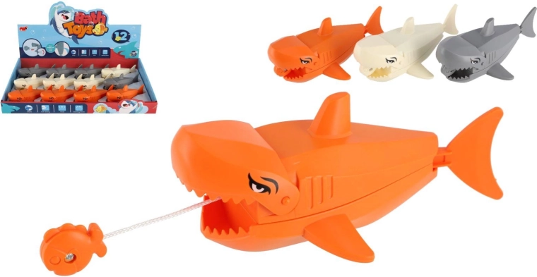 Kunststof opwindbare haai voor in het water 13 × 8 cm, 3 kleuren