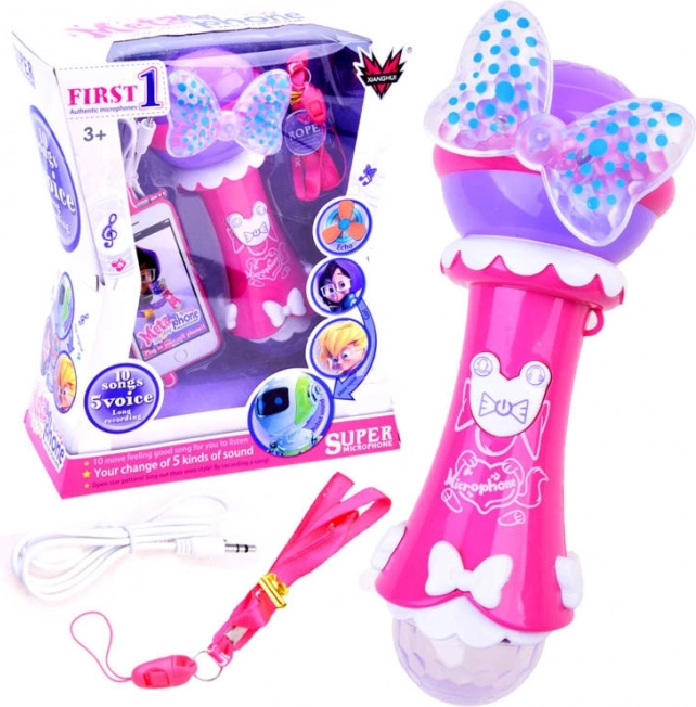 Kinder karaoke microfoon met opname en MP3 – Roze